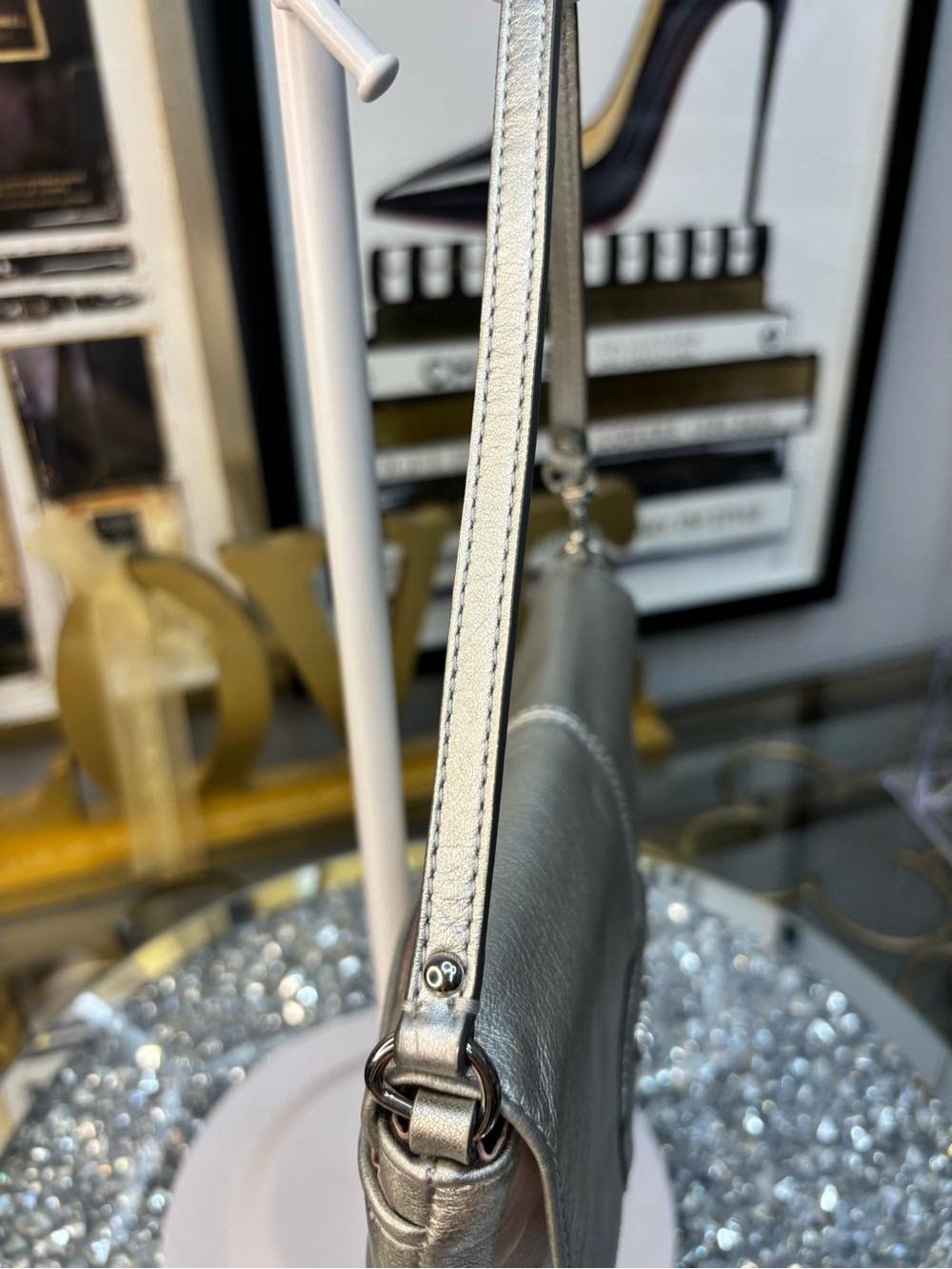 Coach Ashley Metallic Silver Leather Wristlet Clutch EUC - Picture 8 of 12
